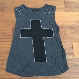Muscle Tank Top with a Cross and Studs